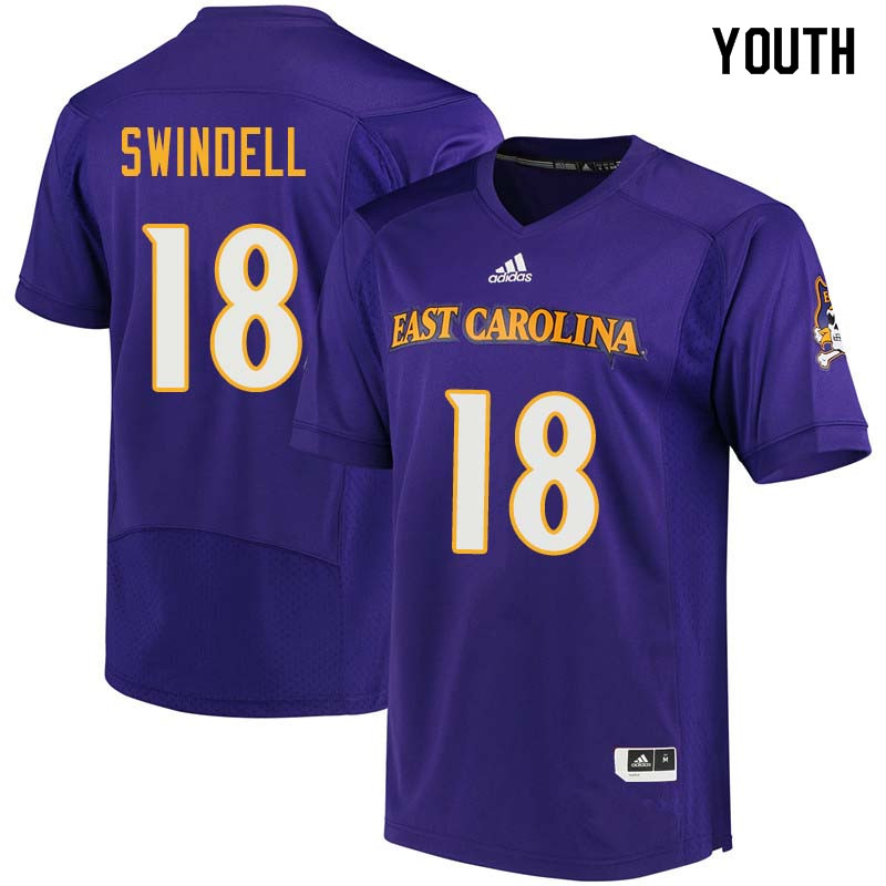 Youth #18 Norman Swindell East Carolina Pirates College Football Jerseys Sale-Purple